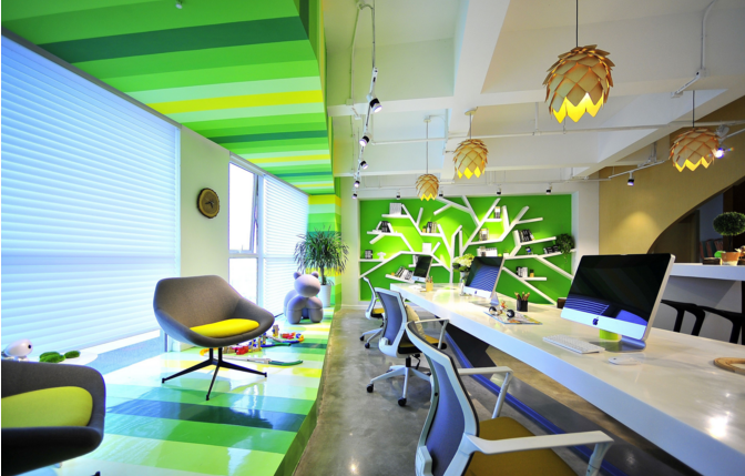 绿色办公室装修效果图